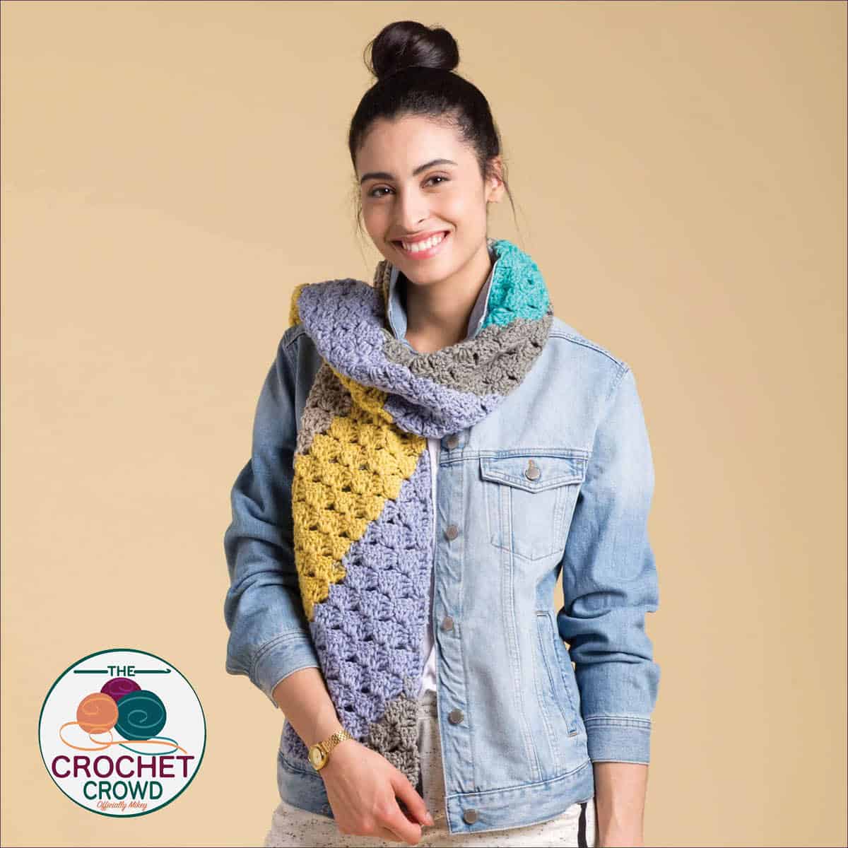 Free Caron On the Bias C2C Crochet Scarf Pattern