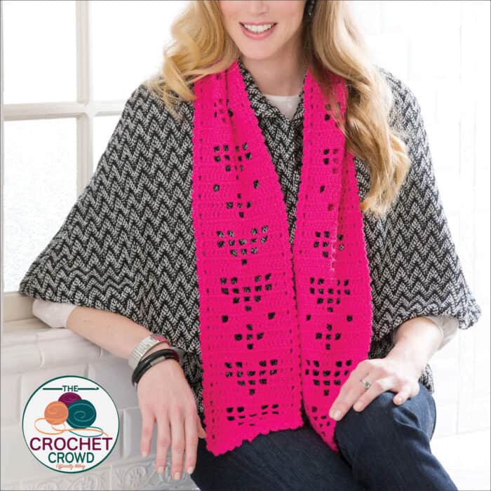 Red Heart Filet Heart Valentine Scarf Pattern