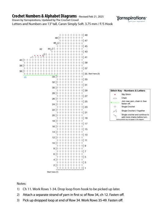 1 - 2025 Numbers and Letters Crochet Diagrams