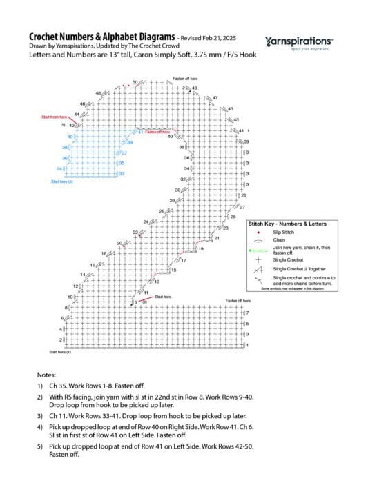 2 - 2025 Numbers and Letters Crochet Diagrams