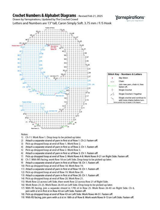 9 - 2025 Numbers and Letters Crochet Diagrams