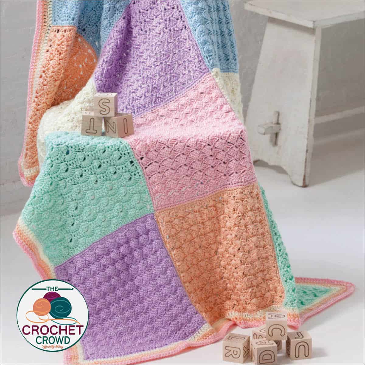 Free Caron Crochet Baby Sampler Blanket Workshop of Tutorials