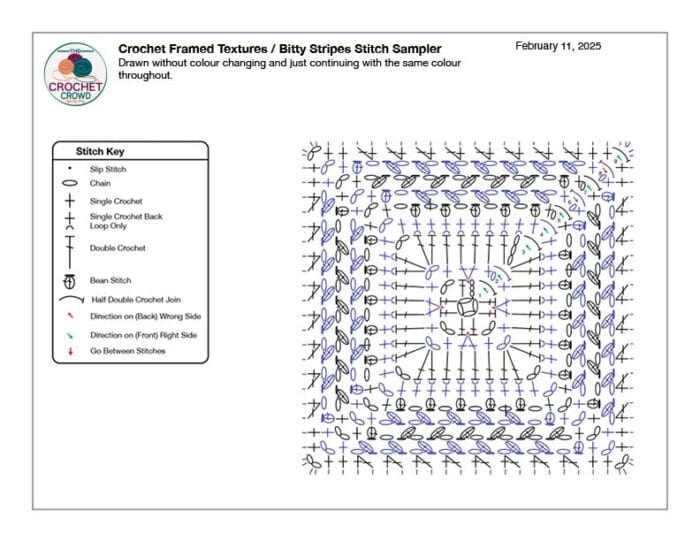 Crochet Framed Textures and Bitty Stripes Crochet Diagram