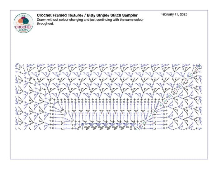 Crochet Framed Textures with Bitty Stripes Crochet Diagram