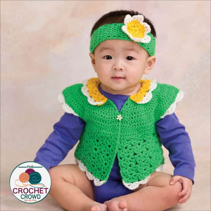 Crochet Green Flower Petal Sweater Pattern