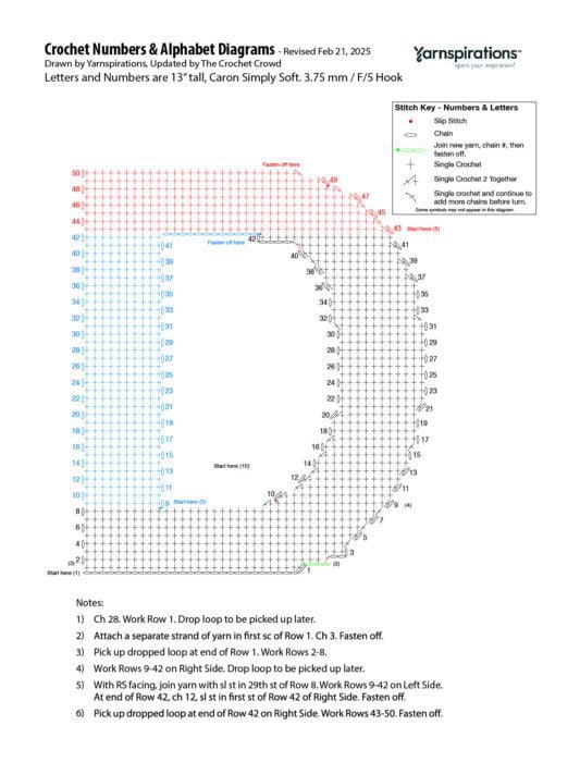 D - 2025 Numbers and Letters Crochet Diagrams