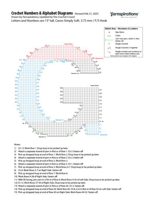 G - 2025 Numbers and Letters Crochet Diagrams