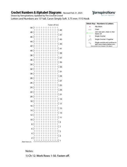 I - 2025 Numbers and Letters Crochet Diagrams