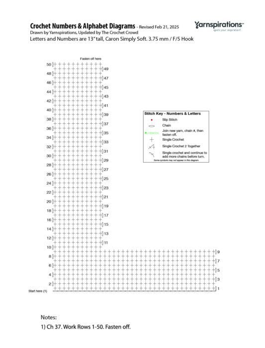 L - 2025 Numbers and Letters Crochet Diagrams