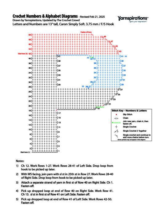 P - 2025 Numbers and Letters Crochet Diagrams