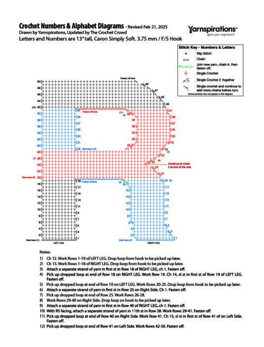 R - 2025 Numbers and Letters Crochet Diagrams