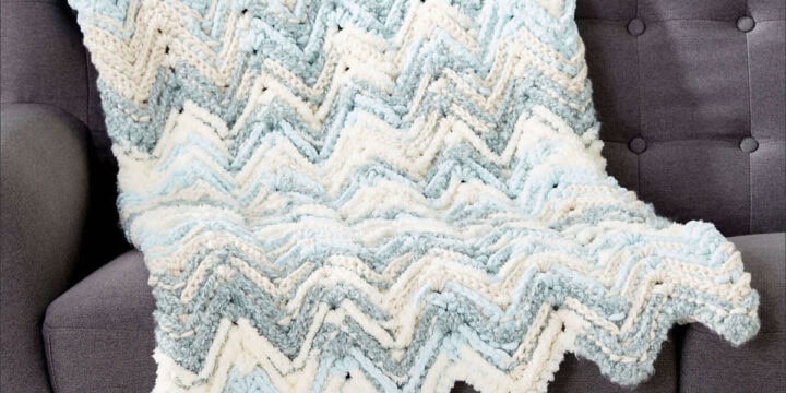 Super Easy Bernat Raised Chevron Blanket Pattern