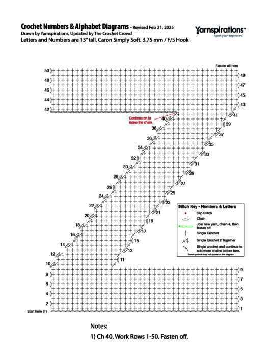 Z - 2025 Numbers and Letters Crochet Diagrams