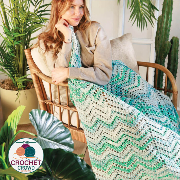 Crochet Eyelet Waves Bernat Free Pattern Blanket