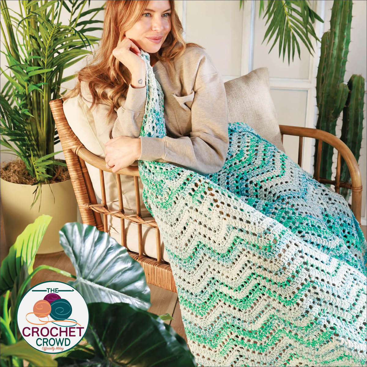 Crochet Eyelet Waves Bernat Free Pattern Blanket