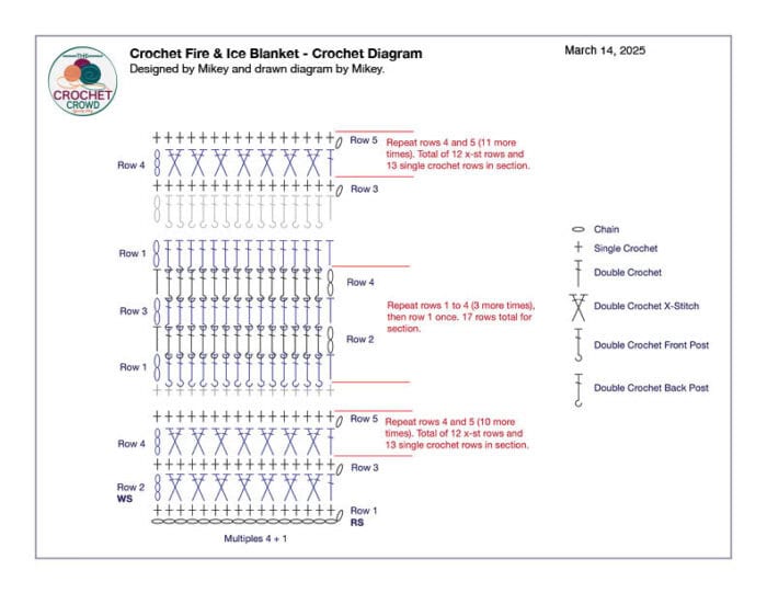 Crochet Fire And Ice Blanket Crochet Diagram