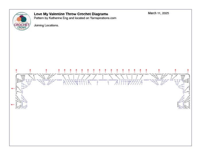 Crochet Love My Valentine - Crochet Diagram Connection Locations