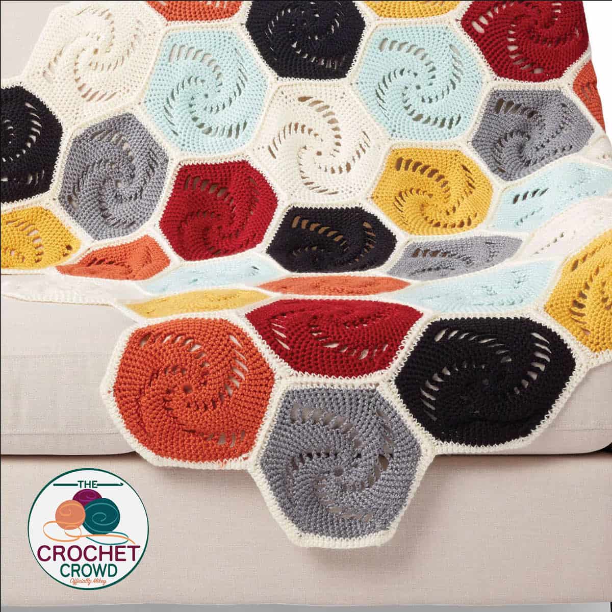 Free Caron Simply Soft Hexagon Motif Blanket Pattern