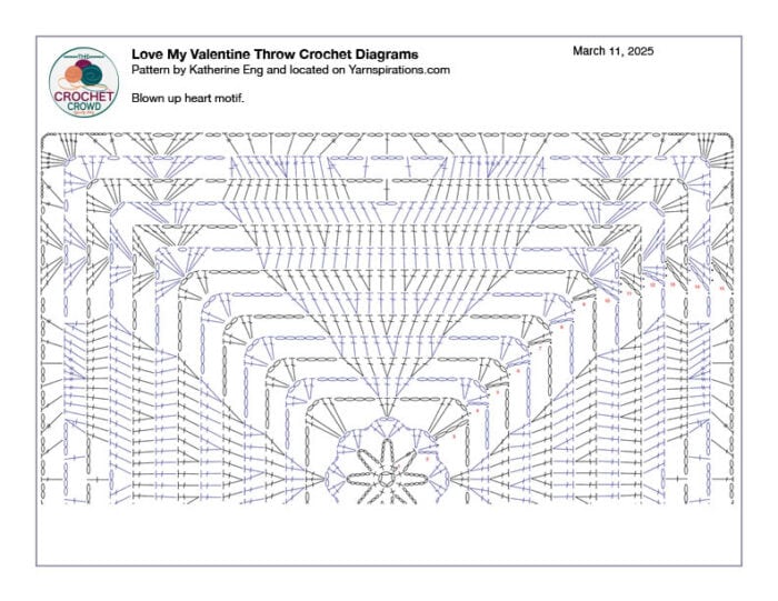 Love My Valentine Blown Up Heart Square Crochet Diagram