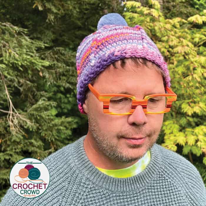 Colorful hand-crocheted beanie for winter warmth, cozy crochet hat, knitted cap.