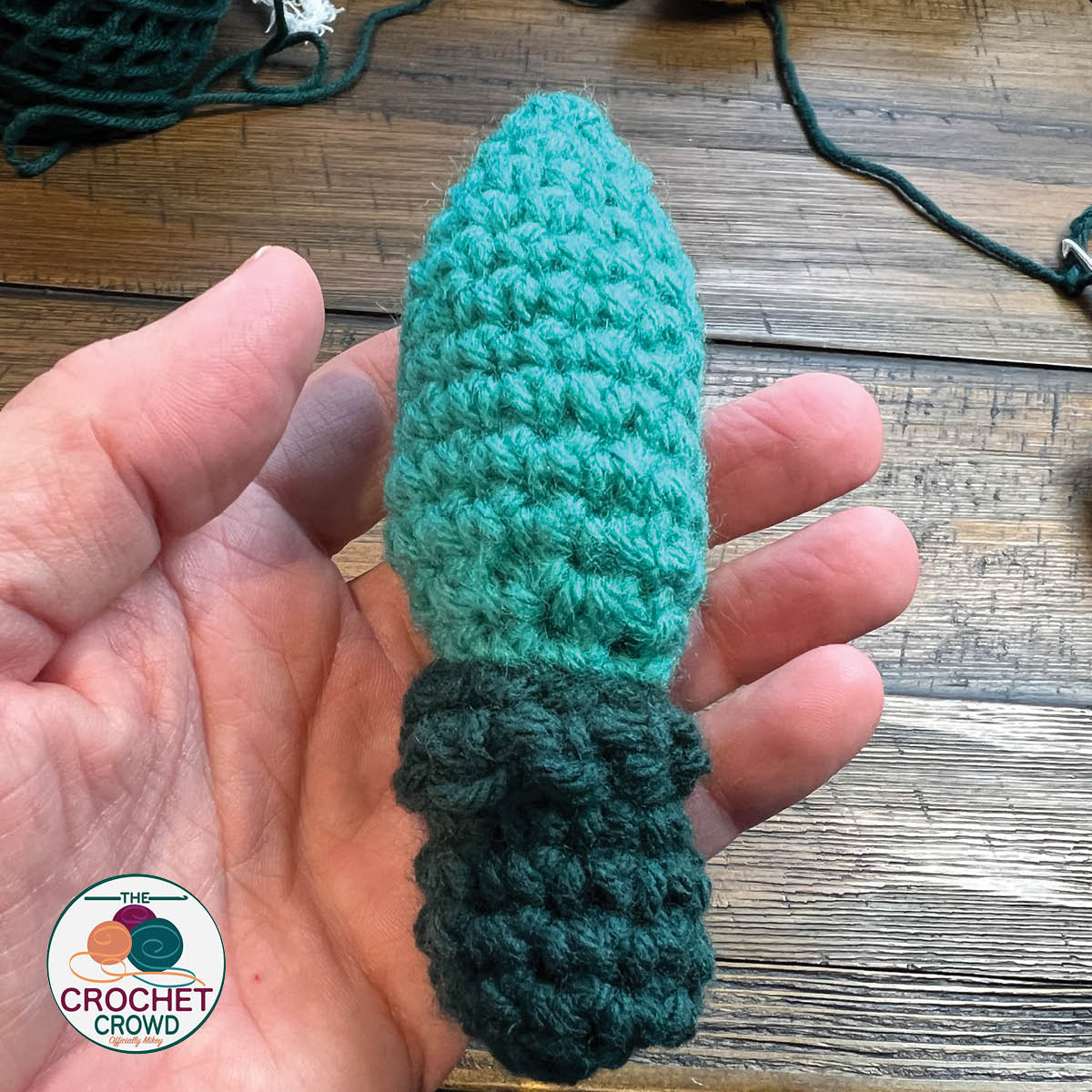 One single crochet Christmas light bulb.