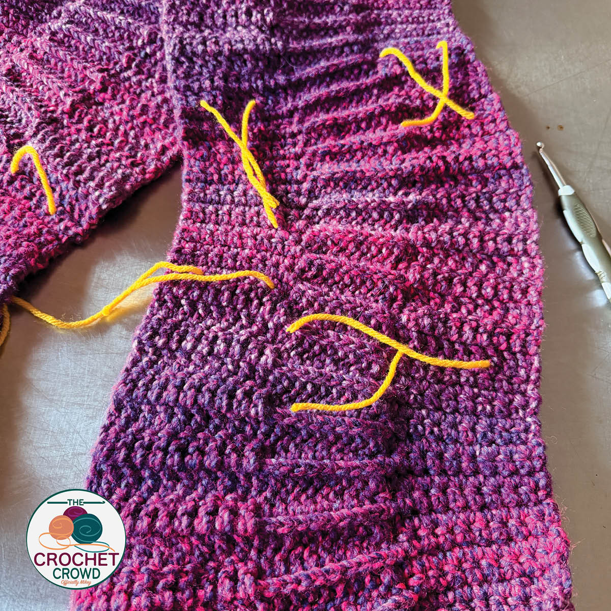 Crochet Drunken Scarf in Process of Crocheting