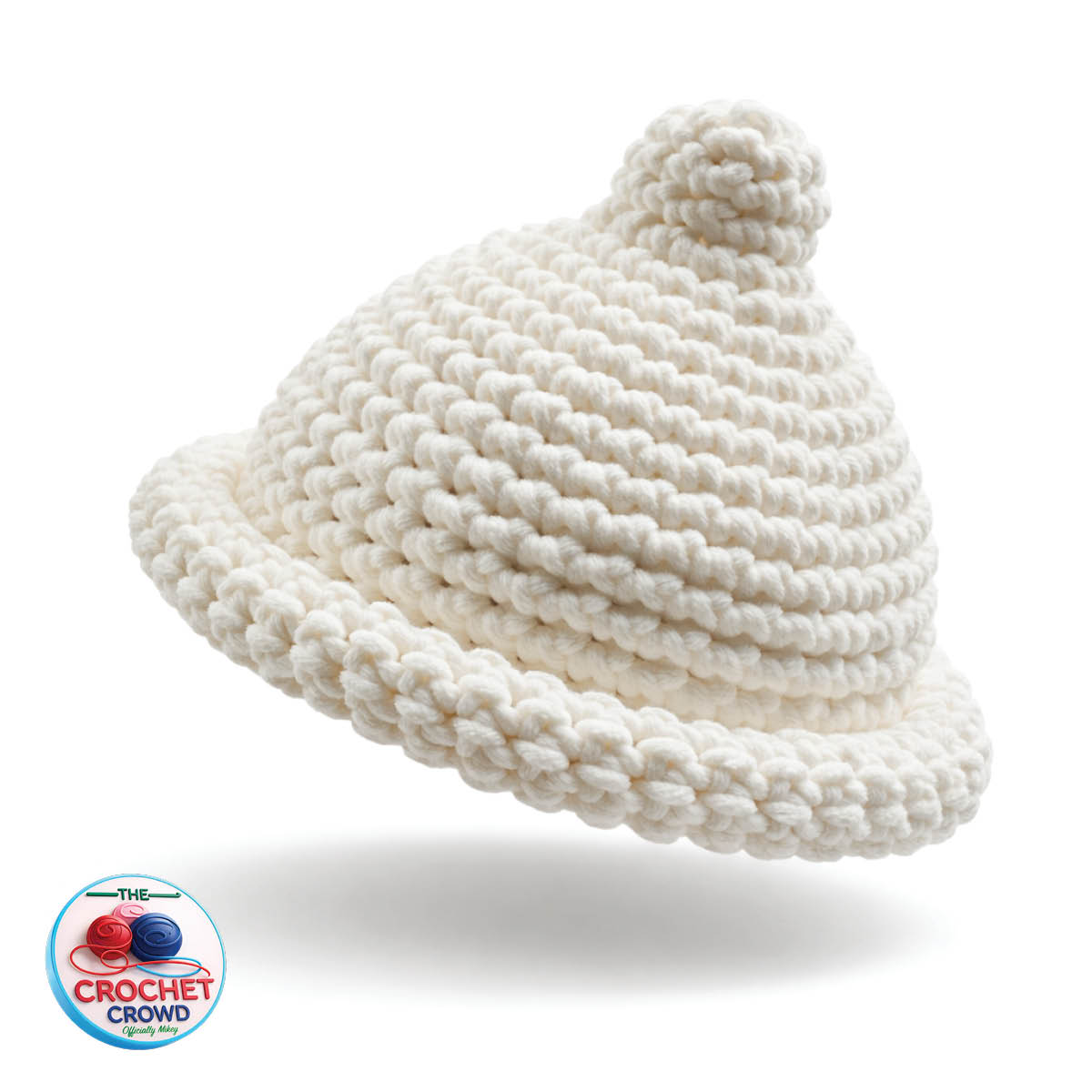 Crochet Off White Hat Resembling a Condom