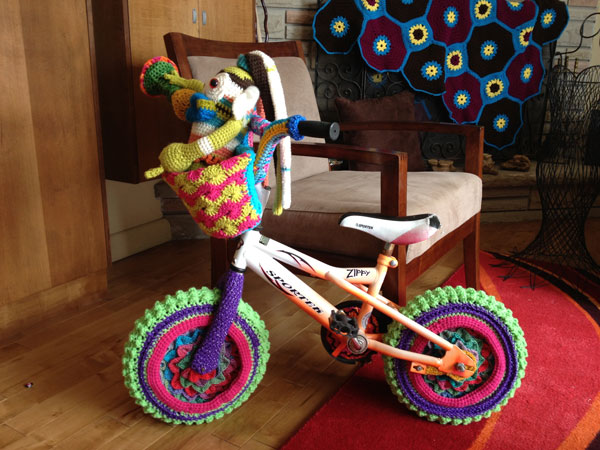 Back Wheel Crocheted for Yarn Bike. 