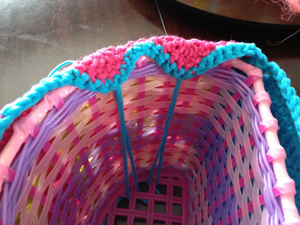 Sew components directly to the basket frame. 