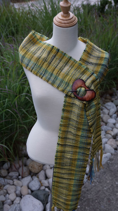 Green Hand Painted Scarf