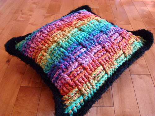Basketweave Decorative Crochet Pillow